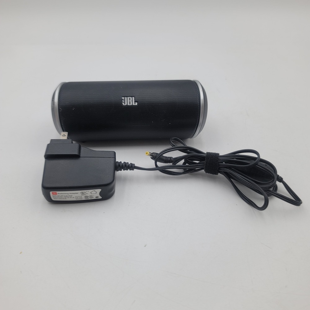 JBL Flip Portable Bluetooth Speaker Black Silver with Power Cord Adapter
